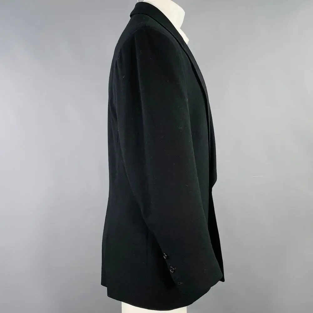 RICHARD TYLER Size 40 Black Crepe Wool Single Button Sport Coat